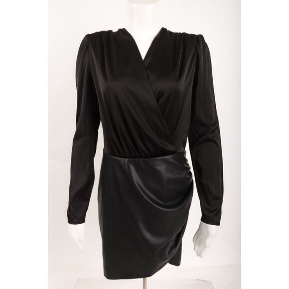 Generation Love Womens Miley Dress Size M Black Faux Leather Satin Bodice NWT - Picture 2 of 7